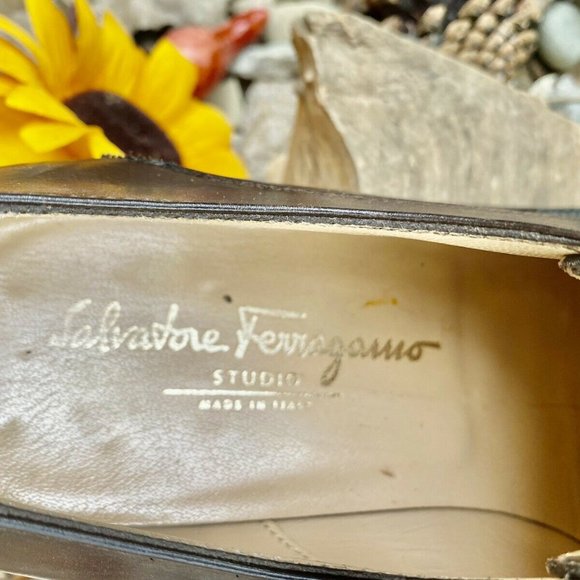 SALVATORE FERRAGAMO MEN'S Studio Brown Leather Oxford Cap Toe Dress Shoe 8.5 D - Picture 3 of 10